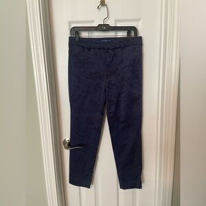 Old Navy Pants Pixie Mid-Rise Navy Blue Jacquard Floral Print
